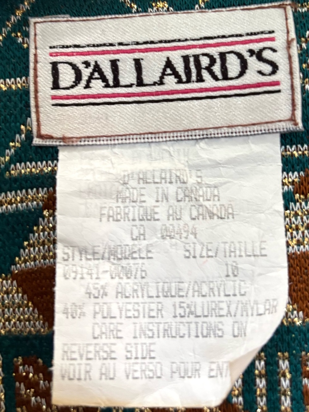 D'Allaird's | Vintage Open-Front Metallic Cardi Jacket - Women's 10, Rust/Teal - Picture 6 of 7